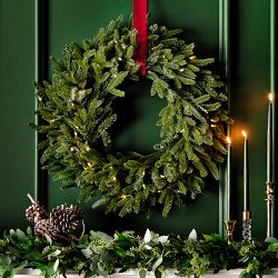 Balsam Hill Balsam Fir Pre-Lit Faux Wreath &amp; Garland