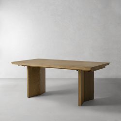 Knife Edge Extendable Rectangular Dining Table, Cerused Heritage Gray (96"-132")