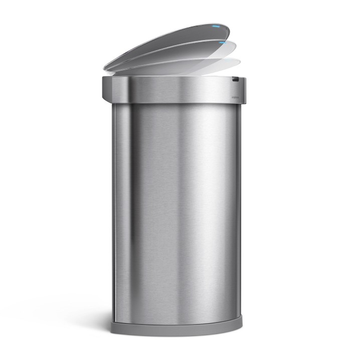 セミラウンドセンサーカン 45L nano-silver clear coat simplehuman Semi-Round Sensor Trash Can - 45L | Williams Sonoma