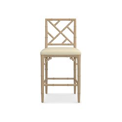 OPEN BOX: Chippendale Upholstered Bistro Counter Stool, Chunky Basketweave, Ivory