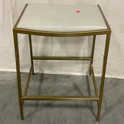 OPEN BOX: Dessau Backless Counter Stool, Milano Leather, Grey, Antique Brass