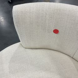 OPEN BOX: Verona Swivel Counter Stool, Performance Recycled Chunky Basketweave, Ivory, Antique Brass