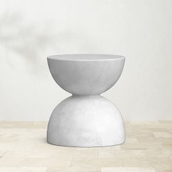 Claire Hourglass Side Table, White Concrete