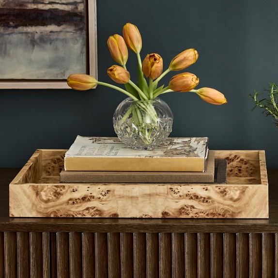 Burl Wood Rectangular Tray