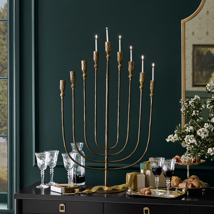 Hammered Metal Menorah | Williams Sonoma