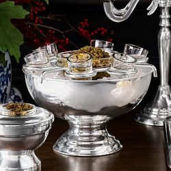 Heirloom Silver Caviar Bowl with Shot Glasses