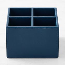 Blue Faux Leather Pencil Holder
