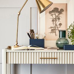 Blue Faux Leather Pencil Holder