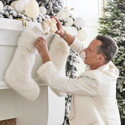 Jeff Leatham x Williams Sonoma Faux Fur Stocking White