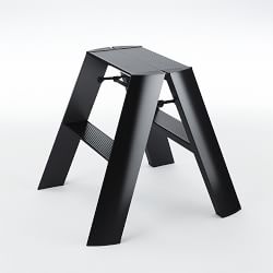 Lucano Wide 2-Step Ladder, Black