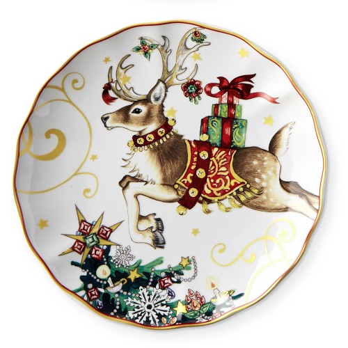 'Twas The Night Before Christmas Salad Plates, Single, Reindeer