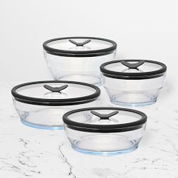 Anyday Clear Glass Cookware and Storage, Set of 8, Black Sesame