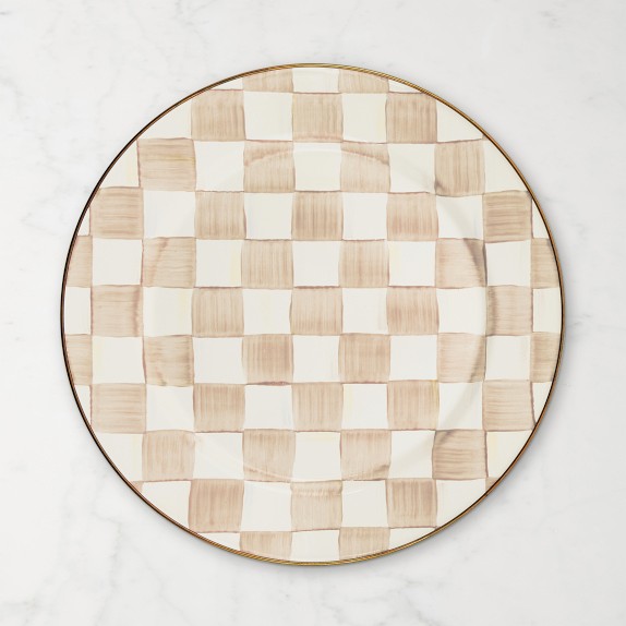 MacKenzie-Childs Mocha Check Chargers, Set of 4