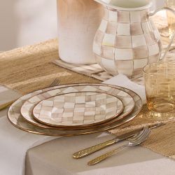 MacKenzie-Childs Mocha Check Salad Plates, Set of 4