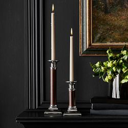 Winston Brown Leather Wrapped Taper Holder