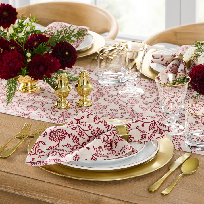 Dahlia Table Runners, Linen & Handcrafted | Williams Sonoma