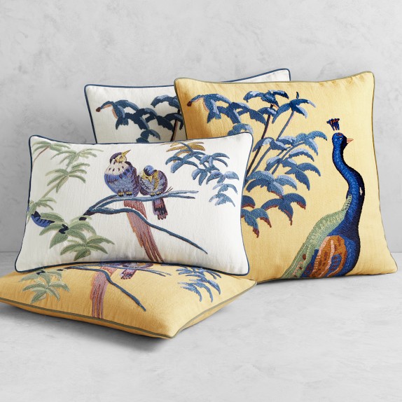 Peacock Embroidered Pillow Cover