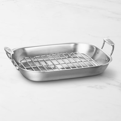 All-Clad D3&#174; Stainless-Steel Flared Roasting Pan with Rack, Extra Large