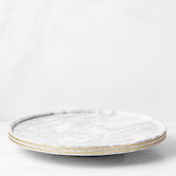 Arabescato Marble with Brass Inlay Lazy Susan