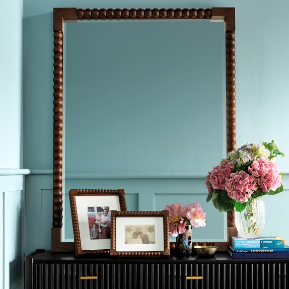 Williams Sonoma Home x Sheila Bridges Turned Walnut Mirror