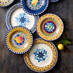 Sicily Outdoor Melamine Dinner Plates, Yellow