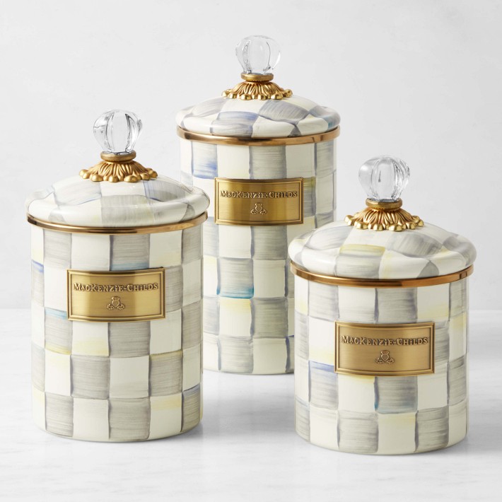 MacKenzie-Childs Sterling Check Canisters | Williams Sonoma
