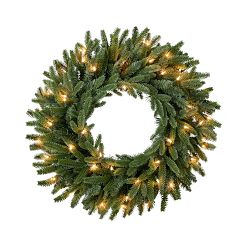 Balsam Hill Fraser Fir Pre-Lit Wreath, 32"