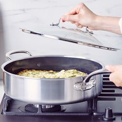 GreenPan™ Premiere Stainless-Steel Ceramic Nonstick Covered Sauté Pan, 4-Qt.