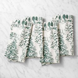 Woodland Berry Toile Napkins, Set of 4, Green