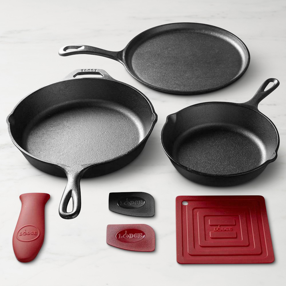 Lodge Classic Seasoned Cast Iron 7-Piece Skillet Cookware Set