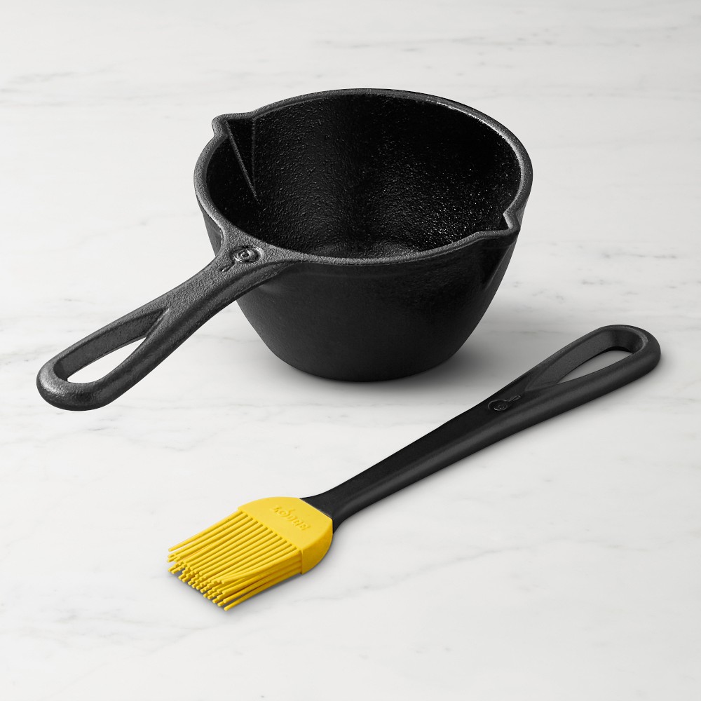 Lodge Seasoned Cast Iron Sauce Pot with Silicone Brush, 15-Oz. - 15-Oz.