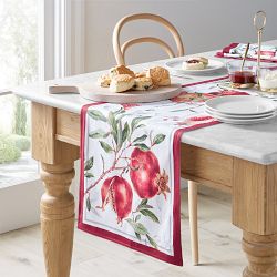 Autumn Harvest Jacquard Table Runner, 16" X 108", Pomegranate