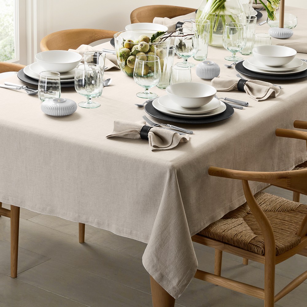 Italian Washed Linen Tablecloth - 70 X 108", Flax