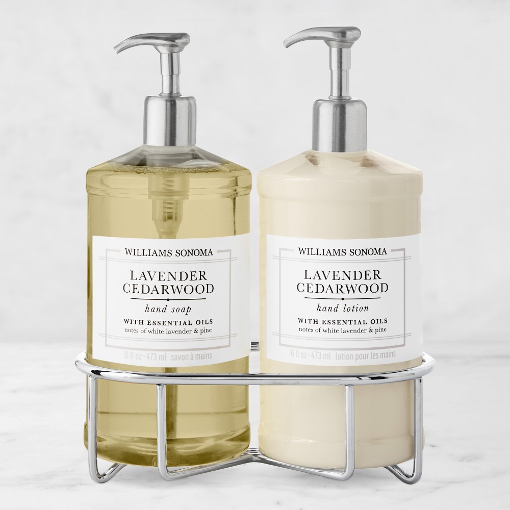 Williams Sonoma Lavender Cedarwood Hand Soap & Lotion 3-Piece Set - Deluxe, Stainless-Steel