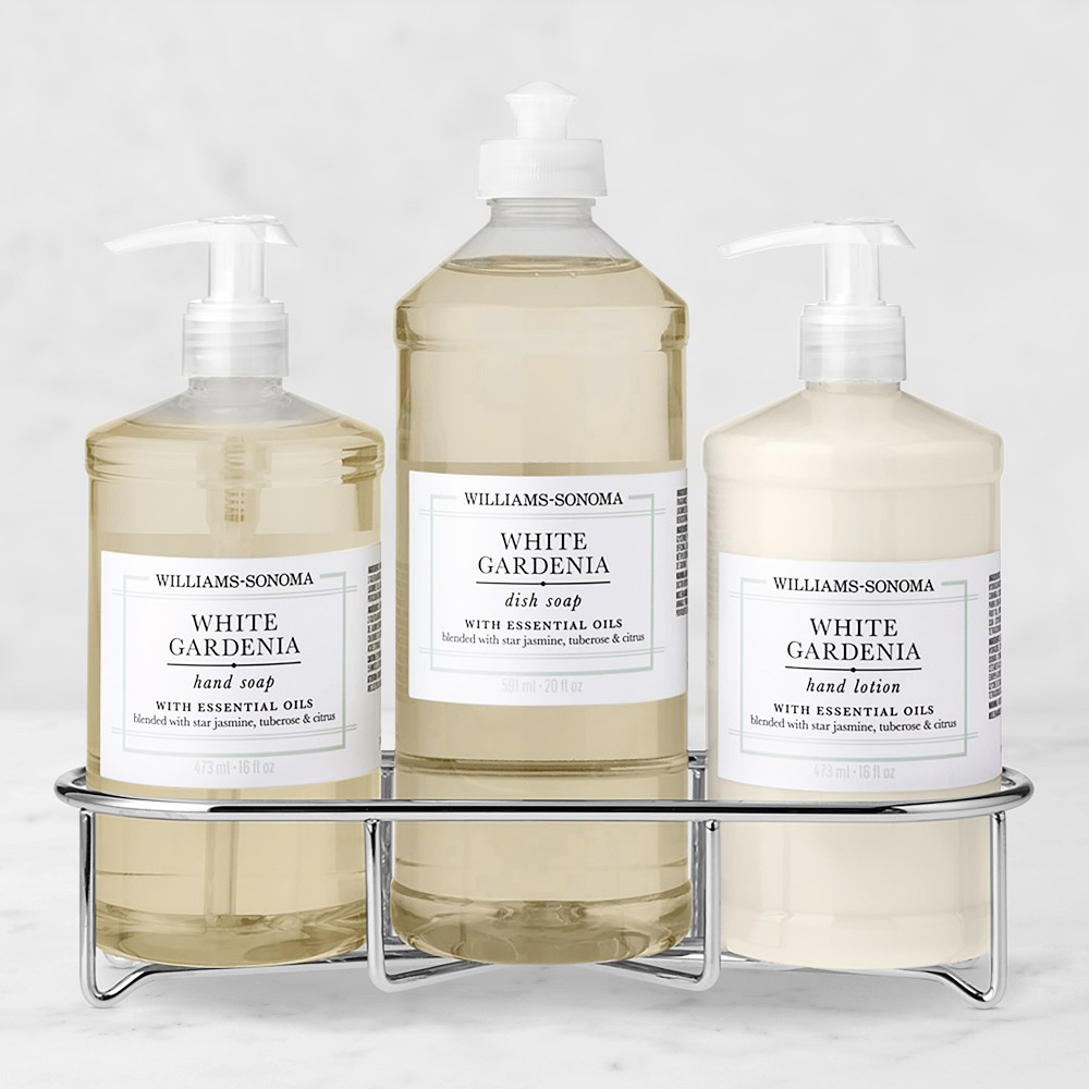 Williams Sonoma White Gardenia Hand Soap, Dish Soap & Lotion 4-Piece Kitchen Set - Stainless-Steel