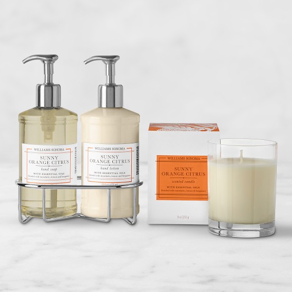 Williams Sonoma Sunny Orange Citrus Hand Soap, Lotion & Candle 4-Piece Set