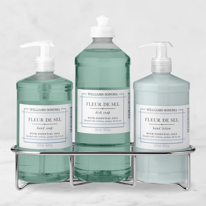 WS Fleur De Sel Hand Soap & Lotion 4-Piece Kitchen Essentials Set, Classic, Stainless-Steel