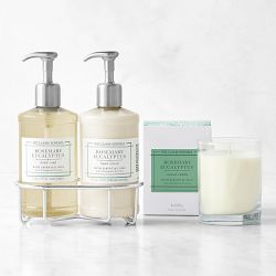 Williams Sonoma Rosemary Eucalyptus Hand Soap, Hand Lotion & Candle 4-Piece Set, Stainless-Steel