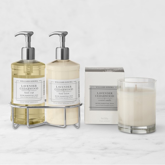 Williams Sonoma Lavender Cedarwood Hand Soap, Lotion & Candle 4-Piece Set