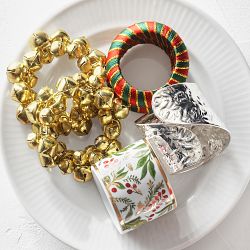 Gold Jingle Bell Napkin Rings, Set of 4