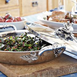 Ruffoni Opus Prima Hammered Stainless-Steel Gratin with Fennel Knob, 4-Qt.