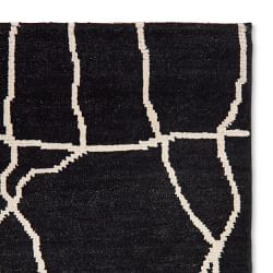 Moroccan Wave Hand Knotted Rug, Black
