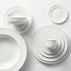 Pillivuyt Basketweave Porcelain Cups &amp; Saucers