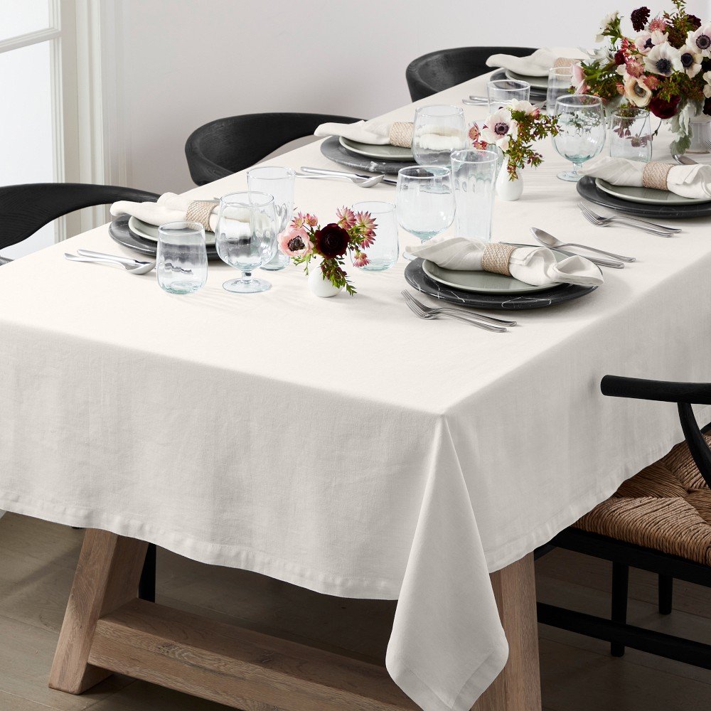 Italian Washed Linen Tablecloth - 70 X 108", Cream