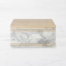 Arabescato Marble with Brass Inlay Bread Box