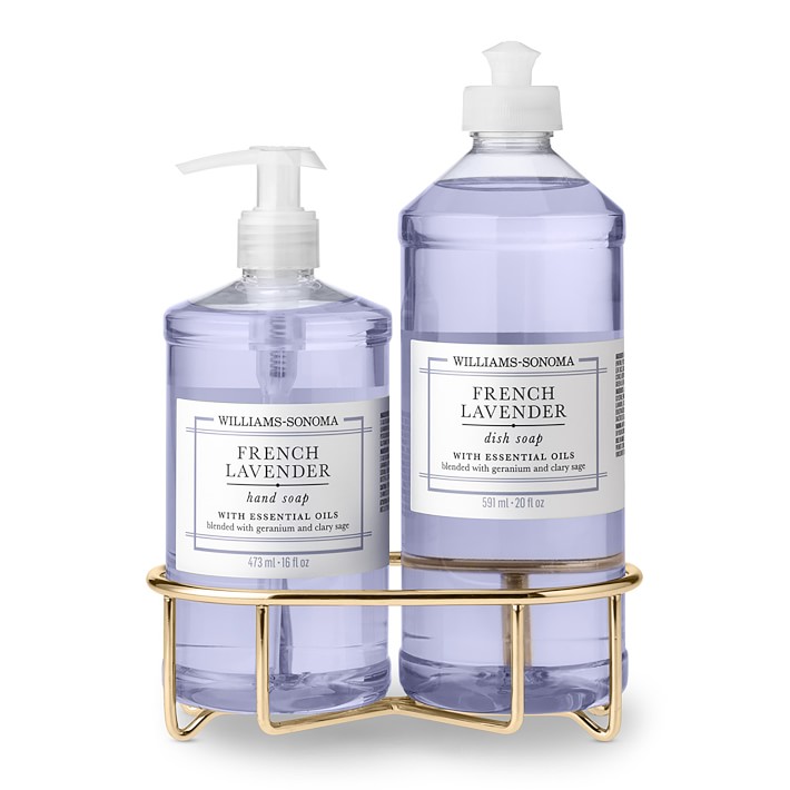 Williams Sonoma French Lavender Hand Soap & Dish Soap 3-Piece Kitchen Set, Gold