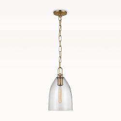 Andros Pendant, Medium, Clear Glass, Antique Brass