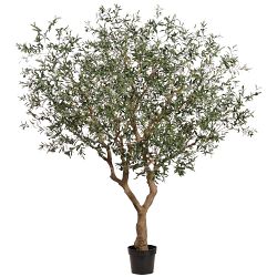 Faux Olive Tree in Plastic Nursery Pot, 98"