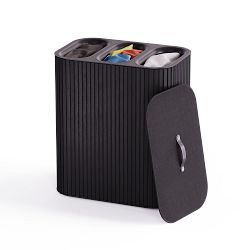 Joseph Joseph Tota Trio Luxe 90-liter Bamboo Laundry Separation Basket, Carbon Black