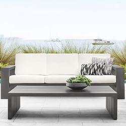 Larnaca Outdoor Slate Grey Metal Coffee Table (48"-63")